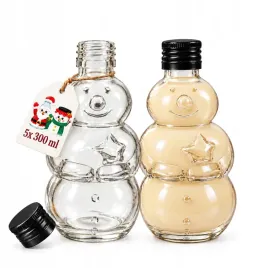 5x-butelka-szklana-balwanek-300-ml-nalewki-likiery-syrop-swieta-prezent