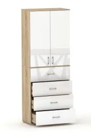 szafa-dwudrzwiowa-bialy-polysk-dab-sonoma-215x60x40-cm-4-szuflady-3-polki