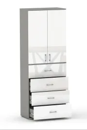 szafa-dwudrzwiowa-bialy-polysk-szary-215x60x53-cm-4-szuflady-3-polki