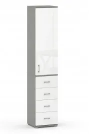 szafa-dwudrzwiowa-bialy-polysk-szary-215x40x53-cm-4-szuflady-3-polki