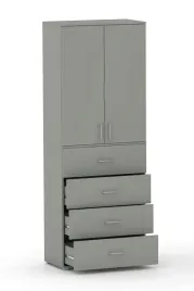 szafa-dwudrzwiowa-szary-arktyczny-215x80x40-cm-4-szuflady-3-polki-2-drzwi