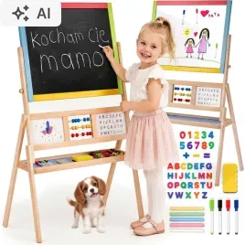 drewniana-tablica-dwustronna-edukacyjna-2w1-magnetyczna-kredowa-akcesoria-do-pisania-i-rysowania-dla-dzieci-od-3-lat-67-104-cm