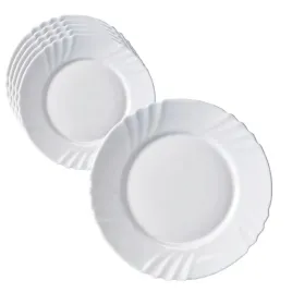 6x-talerz-obiadowy-bialy-plytki-bianco-falowany-brzeg-szklo-25cm-do-zmywarki-okragle-naczynia-do-serwowania-posilkow