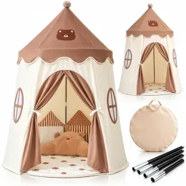 namiot-dla-dzieci-tipi-do-pokoju-domu-domek-wigwam-bezowy-mis-do-zabawy-kryjowka-z-pokrowcem-105-110-150-cm-dla-malucha-od-3-lat