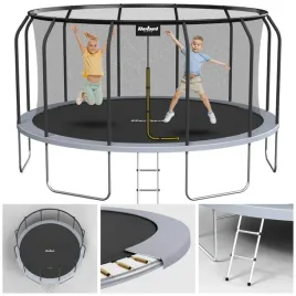 bezpieczna-trampolina-ogrodowa-dla-dzieci-14ft-427-cm-siatka-drabinka-rebel-okragla-do-skakania-udzwig-150-kg-84-sprezyny-wysokosc-260-cm