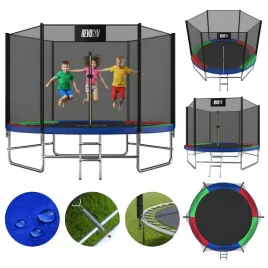 trampolina-ogrodowa-dla-dzieci-oslona-sprezyn-siatka-drabinka-244-cm-8-ft-do-skakania-okragla-obciazenie-do-100-kg-wysokosc-215-cm