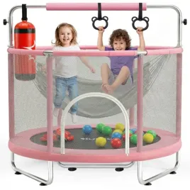 trampolina-dla-dzieci-domowa-z-siatka-ochronna-akcesoriami-rozowa-do-skakania-okragla-140-cm-obciazenie-200-kg-36-sprezyn