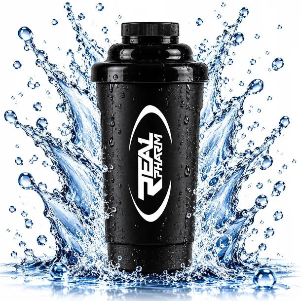 SHAKER szczelny do odżywek bidon butelka CZARNY Real Pharm Shaker 600ml