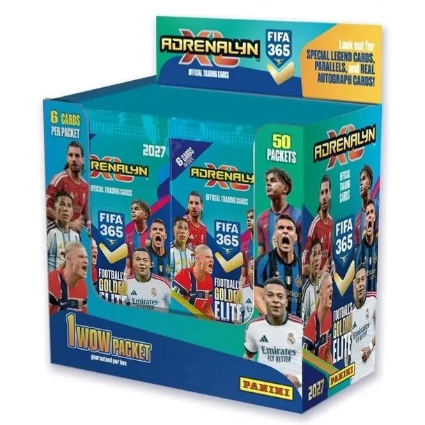 PANINI FIFA 365 ADRENALYN XL 2027 BOX DISPLAY 50 SASZETEK KARTY PIŁKARSKIE