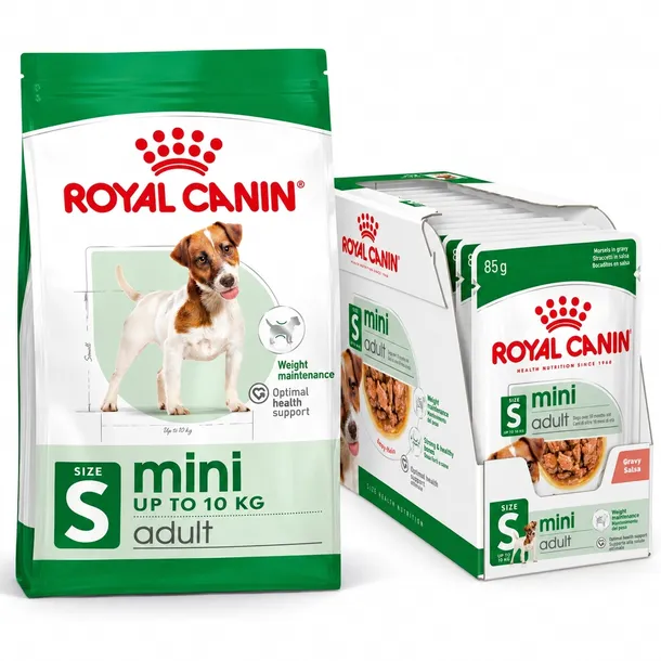 Royal Canin Zestaw karma dla psa Mini Adult 8kg + Mokra karma 12x85g