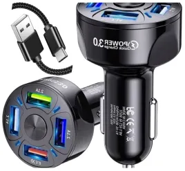 turbo-ladowarka-samochodowa-4x-usb-do-auta-pd-qc-3-0-szybki-kabel-zasilacz-do-smartfona-tabletu-i-nawigacji-przewod-1-m