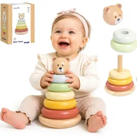 drewniana-ukladanka-sensoryczna-piramidka-stacker-mis-wieza-tooky-toy-zabawka-edukacyjna-dla-malucha-12m-kolorowa-do-cwiczenia-motoryki