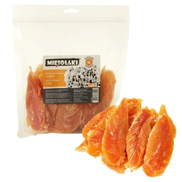 MIĘSOŁAKI Filet z Kurczaka Miękki Przysmak Smakołyk Dla Psa 500g