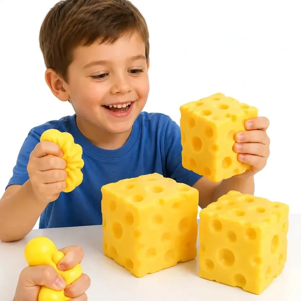 Duży Gniotek Antystresowy Ser Squishy 7x7 cm Piankowy Hit TikToka