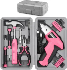 hi-spec-19pc-3-6v-rozowy-zestaw-wkretakow-zasilajacych-usb-i-narzedzi-domowych-zestaw-wkretarka-akumulatorowa-do-mebli-bity-walizka