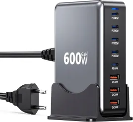 szybka-ladowarka-do-telefonu-laptopa-usb-pd-qc-sieciowa-zasilacz-gan-600w-stacja-ladujaca-8-urzadzen-przewod-typ-c-w-zestawie