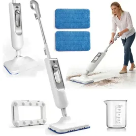 odkurzacz-parowy-2-mikrofibrowe-pady-wielokrotnego-uzytku-bialy-mop-elektryczny-skladana-raczka-do-mycia-podlog
