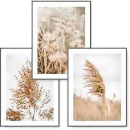 boho-zestaw-3-obrazy-30x40-natura-bez-plakat-12-dekoracja-scienna-grafiki-botaniczne-motyw-roslinny-druk-cyfrowy-bez-ramy-format-pionowy
