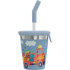 sigg-stainless-steel-children-s-cup-with-silicone-lid-and-straw-pompier