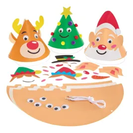 baker-ross-fx704-christmas-cone-party-hat-kits-pack-of-6-mixed-15-5-cm