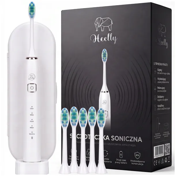 SZCZOTECZKA SONICZNA DO ZĘBÓW ELEKTRYCZNA DLA DZIECI DOROSŁYCH HEELLY ETUI