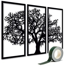 obraz-azurowy-xxl-120-cm-drzewo-dekoracja-scienna-obrazy-do-salonu-kuchni-panel-ozdobny-z-plyty-hdf-czarna-rama-motyw-roslinny-uklad-poziomy
