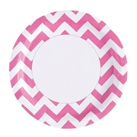 amscan-23-cm-chevron-paper-plates-bright-pink