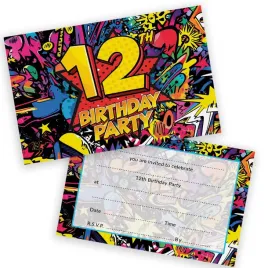 stuff4-12th-birthday-party-invitations-kids-comic-book-style-28-pack