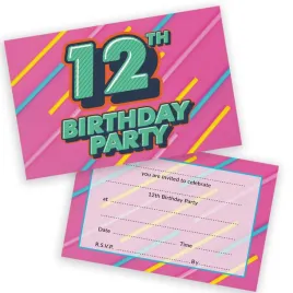 stuff4-12th-birthday-party-invitations-kids-funky-colours-36-pack