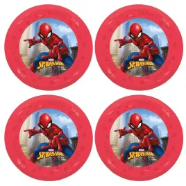 procos-spiderman-plastic-plates-4-pack-reusable-multicoloured-21-cm