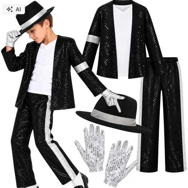 STRÓJ MICHAEL KRÓL POPU DISCO PRZEBRANIE TANCERZ GWIAZDA KARNAWAŁ 128 134