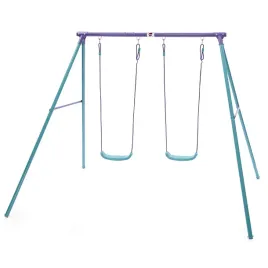 plum-sedna-metal-garden-double-swing-set-silver-and-red