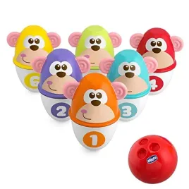 chicco-monkey-strike-kids-bowling-pin-set-skittles-game-for-kids-with-6