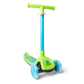 dinosaur-trail-twist-kids-scooter-green-and-blue-light-up-wheels-folding