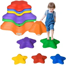 outsunny-balance-stepping-stones-kids-6-piece-starfish-multi-colored
