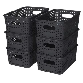 6-x-pojemnik-koszyczek-do-przechowywania-pudelko-organizer-kuchni-lazienki-czarne-z-tworzywa-na-akcesoria-i-drobiazgi-18-256-10-cm