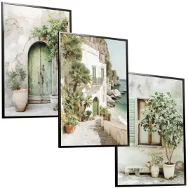 30x40-zestaw-obrazy-w-ramie-plakaty-ramka-boho-widoki-wlochy-uliczka-morze-dekoracja-scienna-grafika-drukowana-motyw-roslinny
