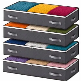 4x-torba-pod-lozko-do-przechowywania-ubran-pudelka-organizer-pojemniki-90l-pokrowiec-z-pokrywka-szary-schowek-na-tekstylia