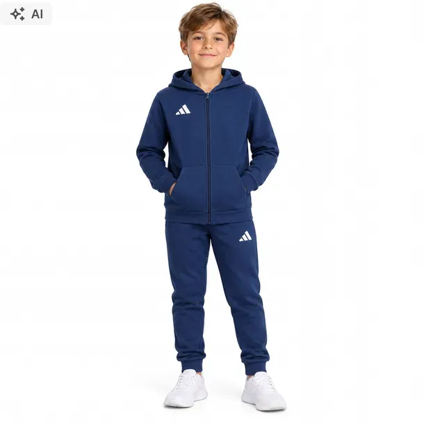 Dres Dziecięcy Adidas Bluza Rozpinana Z Kapturem Spodnie 152-164 Grantowy