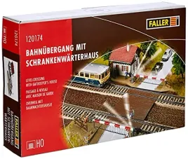 faller-model-kit-h0-railway-crossing-with-waterhaus-modern-realistic