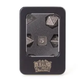 epic-forge-set-of-7-metal-dice-16-mm-metal-box-dragon-scale-silver