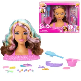 barbie-doll-styling-head-brown-hair-with-20-pink-10-4724-pulgadas-de-alto
