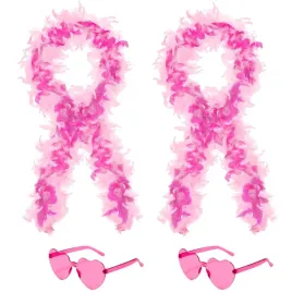 ybhomine-2-pcs-feather-boas-with-heart-rimless-sunglasses4-ft-boa