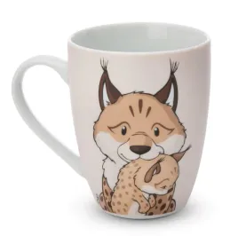 mug-lynx-ruffed-lemur-310ml-8x10cm-with-banderole-beige-tea-coffee