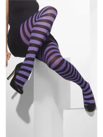 smiffys-opaque-striped-tights-for-women-purple-and-black