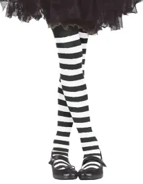 fiestas-guirca-white-striped-tights-3-6-years-for-white-black