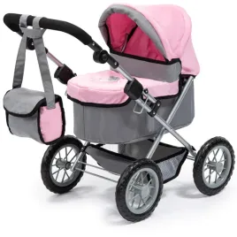 bayer-trendy-baby-dolls-pram-foldable-grey-pink-67-x-41-x-68-cm