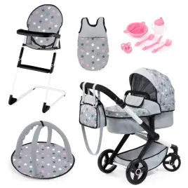 bayer-design-dolls-pram-xeo-with-highchair-bag-grey-star-68-x-37-x-73-cm