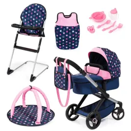 bayer-design-xeo-doll-pram-with-high-chair-blue-pink-one-size