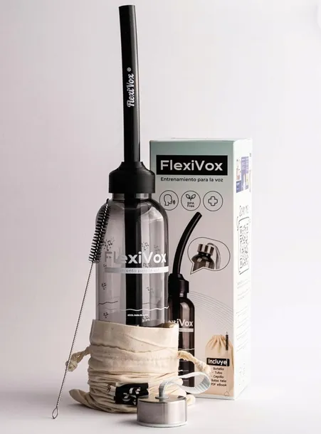 FLEXIVOX ZESTAW DO ĆWICZEŃ GŁOSU RURKA 35 CM BUTELKA SZCZOTKA TORBA